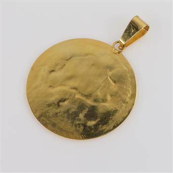 10kt Gold Lion Round Pendant-Evaluated by Our Certified Gemologist-AGS/GIA