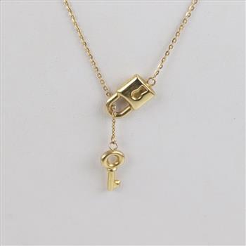 10kt Gold Lock And Key  Necklace