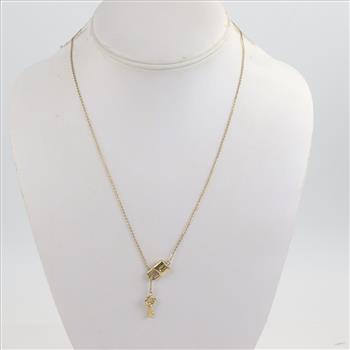 10kt Gold Lock And Key  Necklace