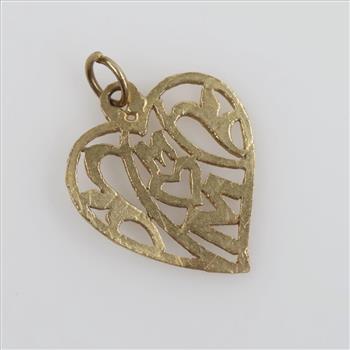 10kt Gold Mom Heart Pendant