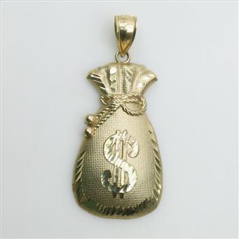 10kt Gold Money Bag Pendant