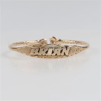 10kt Gold Name Plate Cuff Bracelet