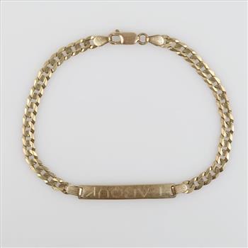 10kt Gold Name Plate Curb Chain Bracelet