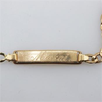 10kt Gold Name Plate Hollow Curb Chain Bracelet