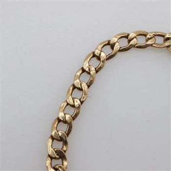10kt Gold Name Plate Hollow Curb Chain Bracelet