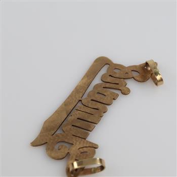 10kt Gold Name Plate Pendant