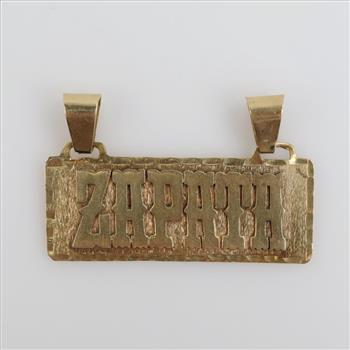 10kt Gold Name Plate Pendant