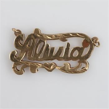 10kt Gold Name Plate Pendant