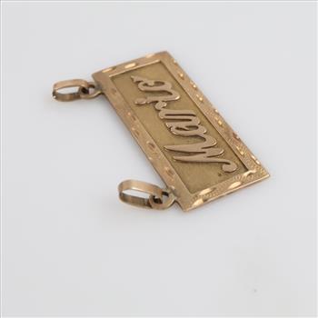 10kt Gold Name Plate Pendant