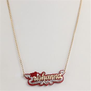 10kt Gold Necklace With 9kt Gold Name Pendant