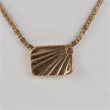 10kt Gold Necklace With Diamond Accent Pendant