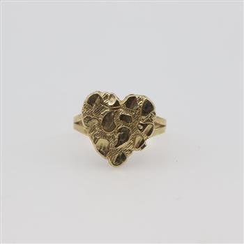 10kt Gold Nugget Heart Ring