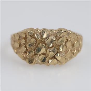 10kt Gold Nugget Signet Ring