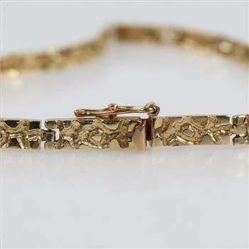 10kt Gold Nugget Style Panel Bracelet