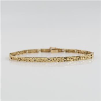 10kt Gold Nugget Style Panel Bracelet
