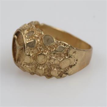 10kt Gold Nugget Style Signet Ring