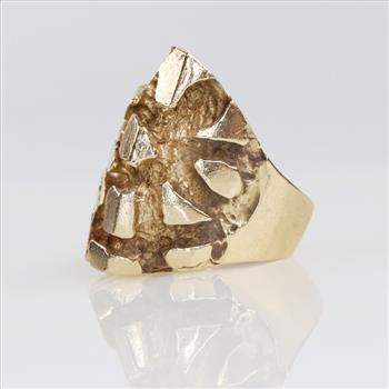 10kt Gold Nugget Style Signet Ring