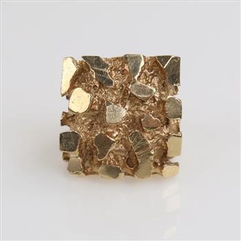 10kt Gold Nugget Style Signet Ring
