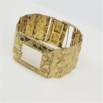 10kt Gold Nugget Style Watch Bracelet
