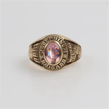 10kt Gold Pink Stone Class Ring