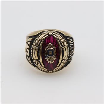 10kt Gold Pink Stone Class Ring