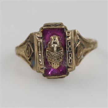 10kt Gold Pink Stone Class Ring