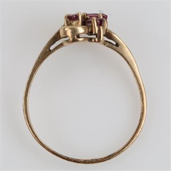 10kt Gold Pink Stone Diamond Accent Ring
