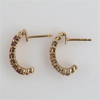 10kt Gold Pink Stone Diamond Earrings