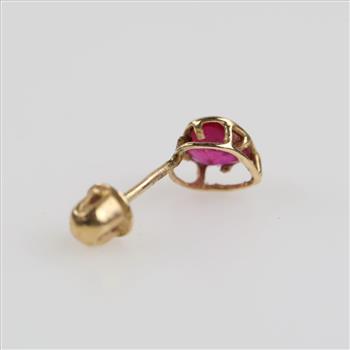 10kt Gold Pink Stone Heart Stud Earring