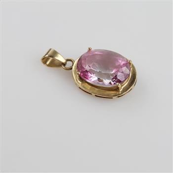 10kt Gold Pink Stone Pendant