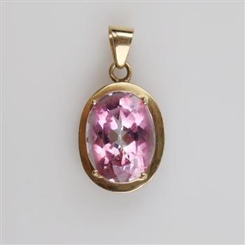10kt Gold Pink Stone Pendant