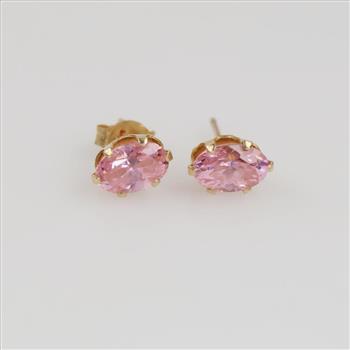 10kt Gold Pink Stone Stud Earrings