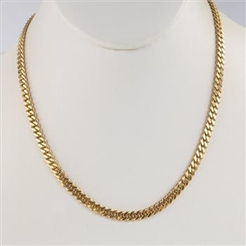 10kt Gold Puffed Curb Link Chain Necklace