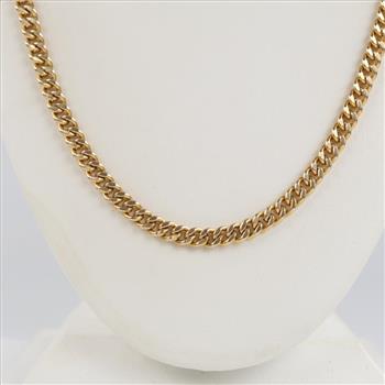 10kt Gold Puffed Curb Link Chain Necklace