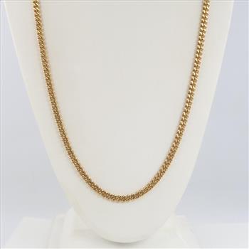 10kt Gold Puffed Curb Link Chain Necklace