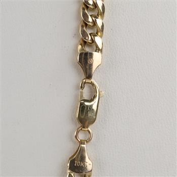 10kt Gold Puffed Hollow Curb Link Necklace