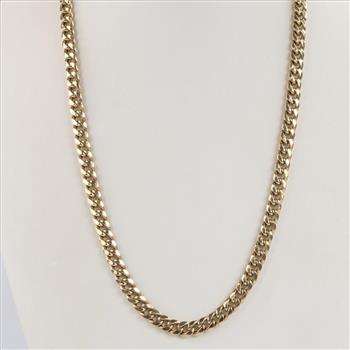 10kt Gold Puffed Hollow Curb Link Necklace