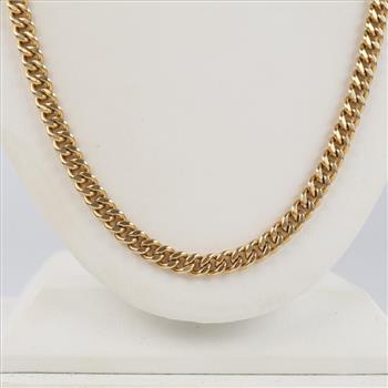 10kt Gold PuffedCurb Link Chain Necklace