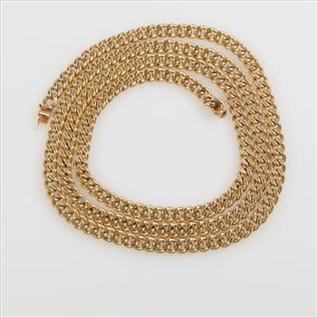 10kt Gold PuffedCurb Link Chain Necklace