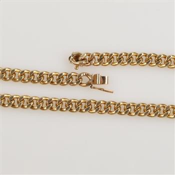 10kt Gold PuffedCurb Link Chain Necklace