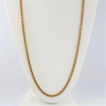 10kt Gold PuffedCurb Link Chain Necklace