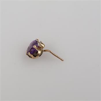 10kt Gold Purple And Clear Stone Earring
