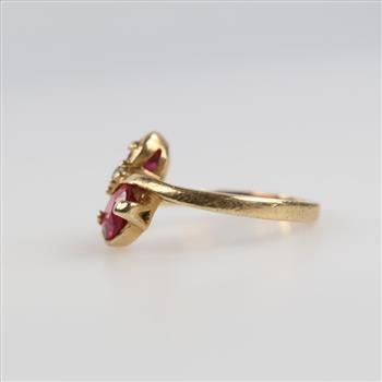 10kt Gold Purple And Clear Stone Ring
