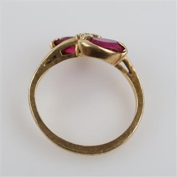 10kt Gold Purple And Clear Stone Ring