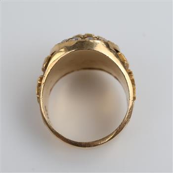 10kt Gold Purple Stone And Clear Stone Signet Ring