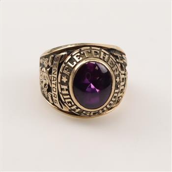 10kt Gold Purple Stone Class Ring