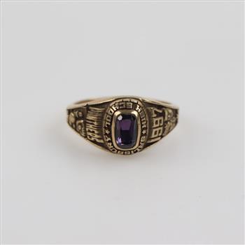10kt Gold Purple Stone Class Ring