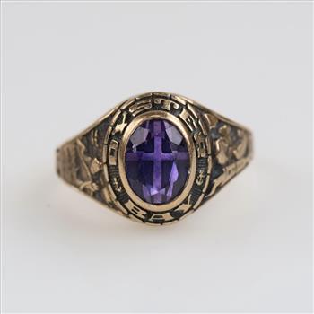 10kt Gold Purple Stone Class Ring