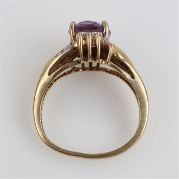 10kt Gold Purple Stone Diamond Accent Ring