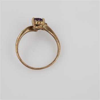 10kt Gold Purple Stone Diamond Accent Ring